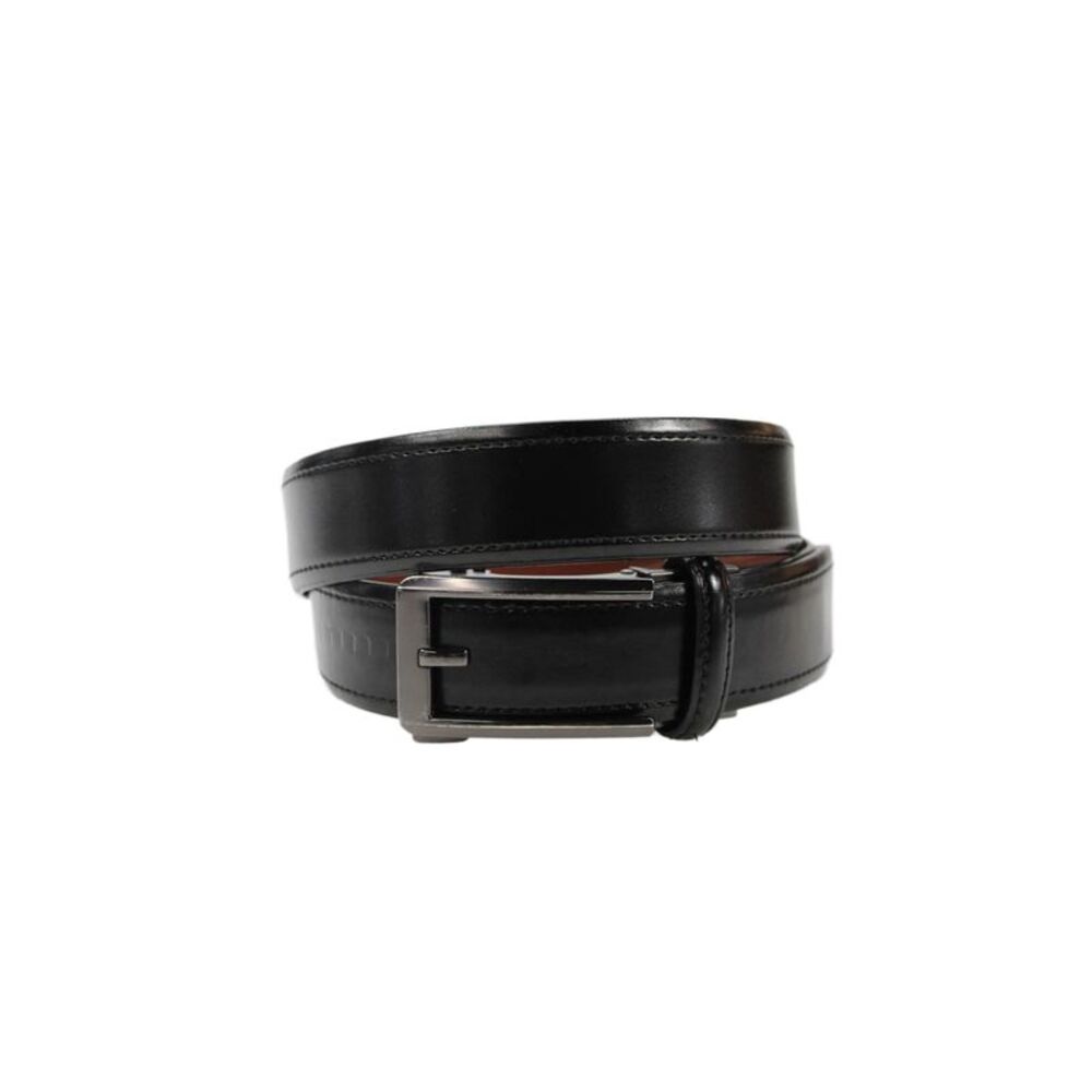 Valentini Mens Leather Metal Buckle Belt Black Size 38
